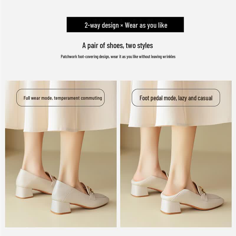ZHR Women's Leather Square-Toe Loafers KM01