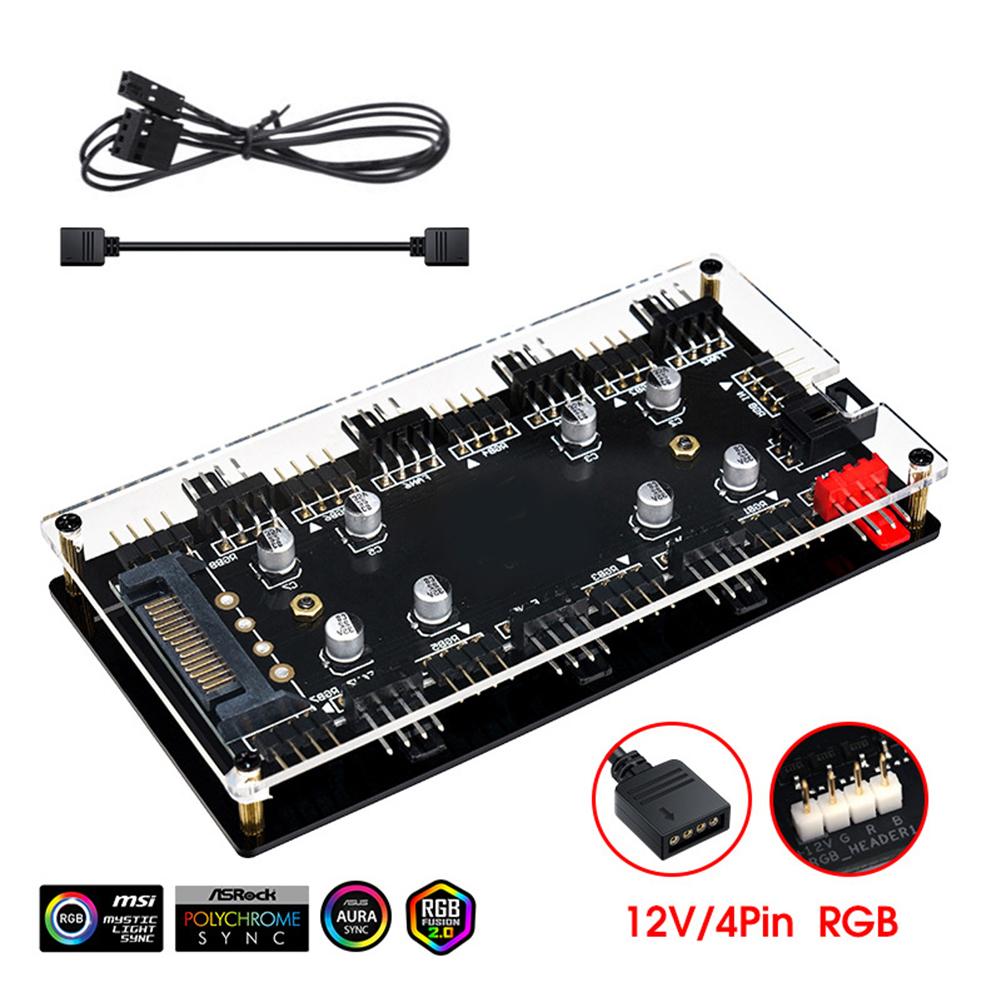 12V 4Pin/5V 3PIN PC Speed Controller Adapter Motherboard Sync ARGB/RGB PWM Fan Hub RGB Strip Splitter LED Light Strip Controller