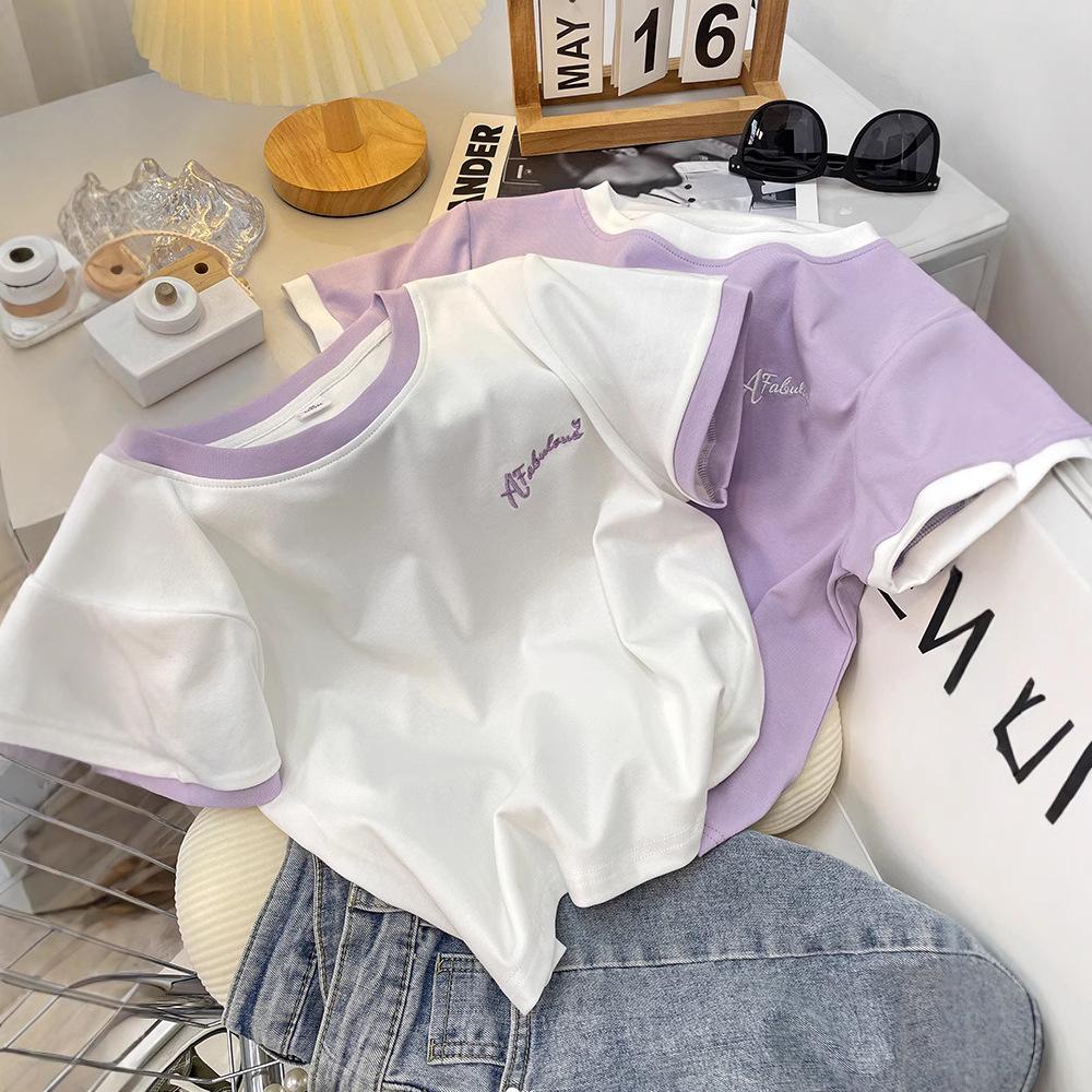 

High-Waisted Women s Summer 2025 Slimming Korean Style Short-Sleeve T-Shirt 2XL [60-70kg] білий