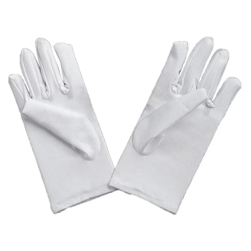 

White Short Satin Texture Children s Gloves For Dance Stage & Wedding Flower Girls Accessories One Size