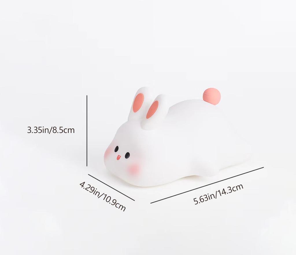 Cute Silicone LED Touch USB Rabbit Lamp Birthday Novelty Gift Timed Night Light in Warm White for Children's Bedroom