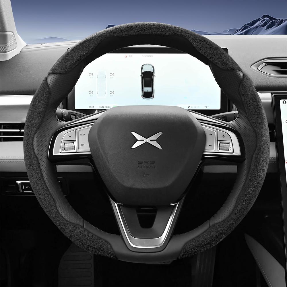 bpzsw1 Suitable for Xpeng Sports Suede Steering Wheel Cover, Split Snap-On Style, Non-Slip and Durable, for Models Such as G6, G9, P7, P7+, X9, G3,