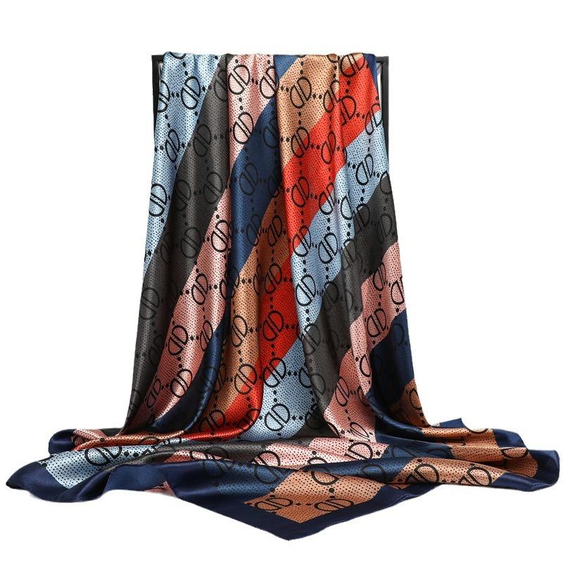 90 * 90 cm Nytt silkeskjerf Dame Vår- og sommerdekorativt skjerf Solkrem reisesjal Høst- og vinterskjerf tynn utgave
