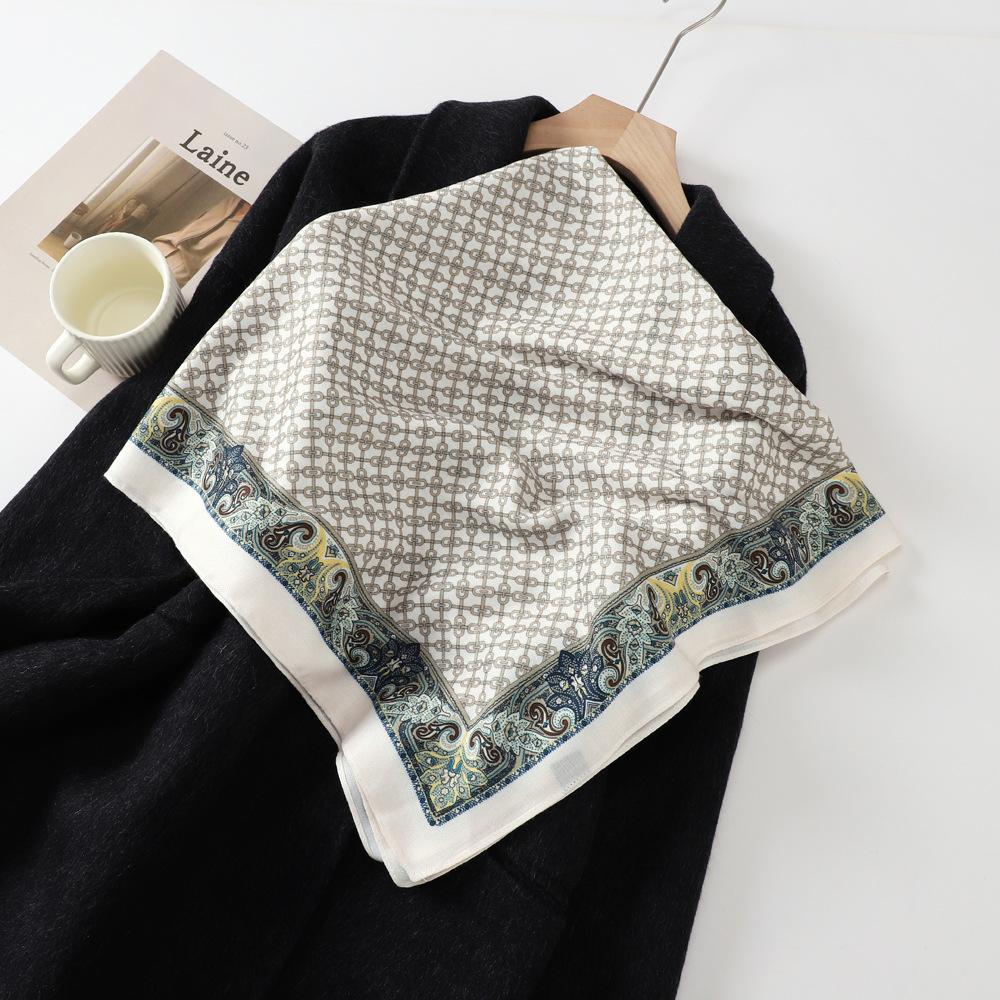 Wiosenno-letni satynowy długi szalik dla kobiet, szal z filtrem przeciwsłonecznym, modna scena piękna, satynowy długi szalik, uniwersalny szalik podróżny