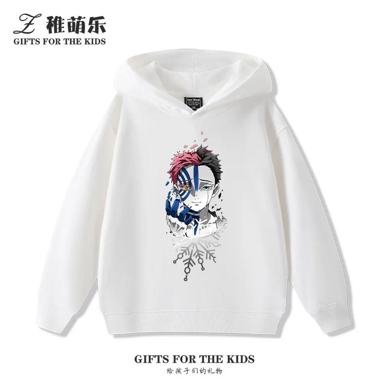 Sudaderas con capucha para niños con estampado de Demon Slayer, sudaderas informales de otoño/invierno para niños y niñas.