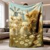 1pc Highland Cow Family Design Flannel Blanket | Soft Polyester, All-Season Cozy Throw for Bed, Couch, Camping, Travel, Plush Warmth, Ideal Gift for F