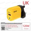 120W Cross-Border USB Fast Charger - European, American, UK Standard, Amber Yellow
