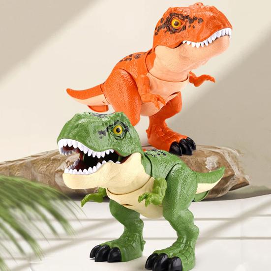 1 Set Swallowing Roaring Dinosaur Toy with Cage Movable Mouth Swing Tail Kids Tyrannosaurus Rex Action Figure Realistic Dino Model Toddlers Boys Girls