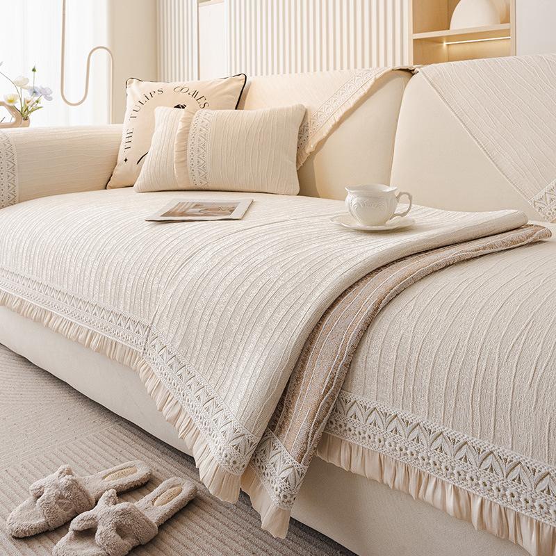 Sofa Cushion Four Seasons Universal Light Luxury Cream Wind High Sense Non-Slip Seat Cushion New Sofa Cover Cloth Towel Cover