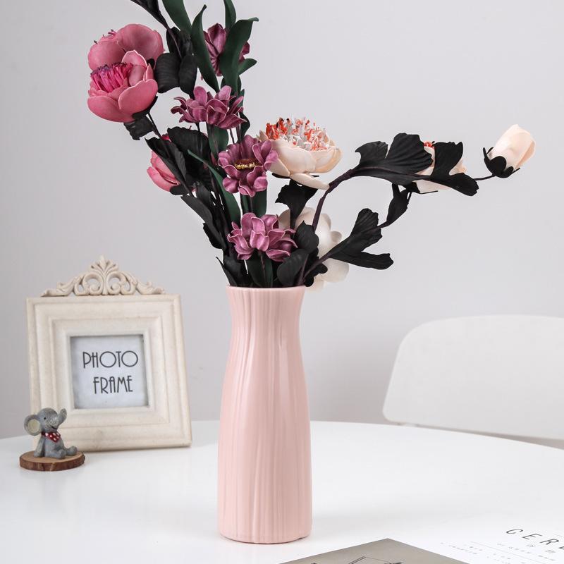 Plastic Dried Flower Vase With Minimalist Geometric Plastic Flower Pot Living Room Small And Fresh Flower Arrangement Decoration