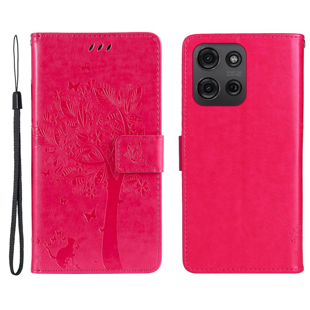 For Motorola Moto G75 5G Phone Case with Stand Cat Tree Pattern Leather Wallet Mobile Cover