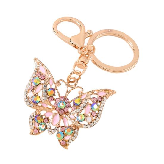 Rhinestone Butterfly Keychain Sparkly Butterfly Charm with Keyring Elegant Enamel Butterfly Keychain Gift for Women Girls