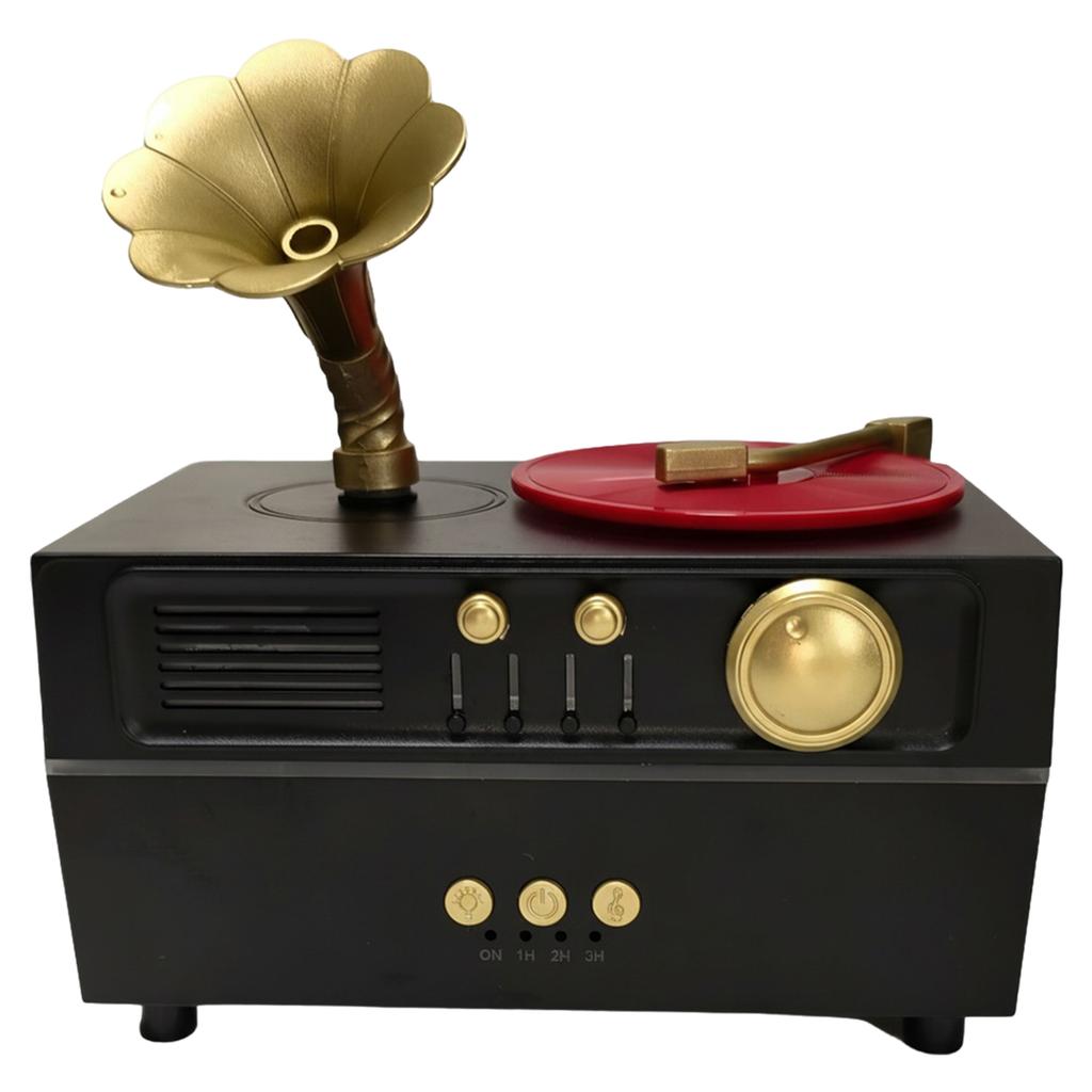 Retro Record Player Essential Oil Diffuser BT Air Diffuser Humidifier USB Charging with Timer Suitable for Room Office and Gym