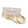 Metal Geometric Square Ear Cuff Set: Hepburn Style Six-Piece Trendy Earrings