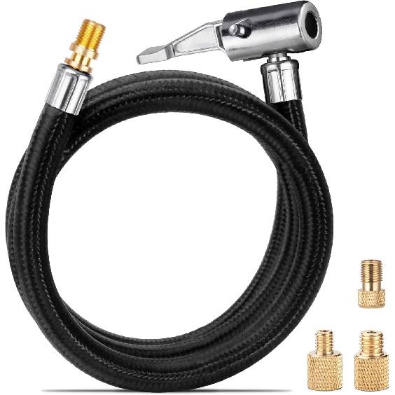 31" Upgraded Lengthened Tire Inflator Hose Adapter &Converting Nuts, Lock On Air Chuck With Hose And Tire Schrader Valve Fine Thread, For Tire Pump'S