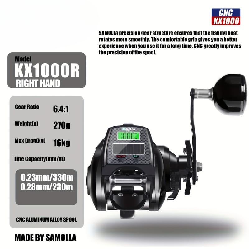 

Большая цифровая катушка-капля для использования двумя руками Сплав алюминия USB и солнечная зарядка Высокое передаточное число Подходит для различных морских акваторий Right hand чёрный