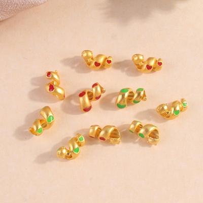 Pingente Gota de Óleo de Liga Dourada Fosca para Ano da Serpente - Contas Espaçadoras DIY Infantis para Fabricação de Joias