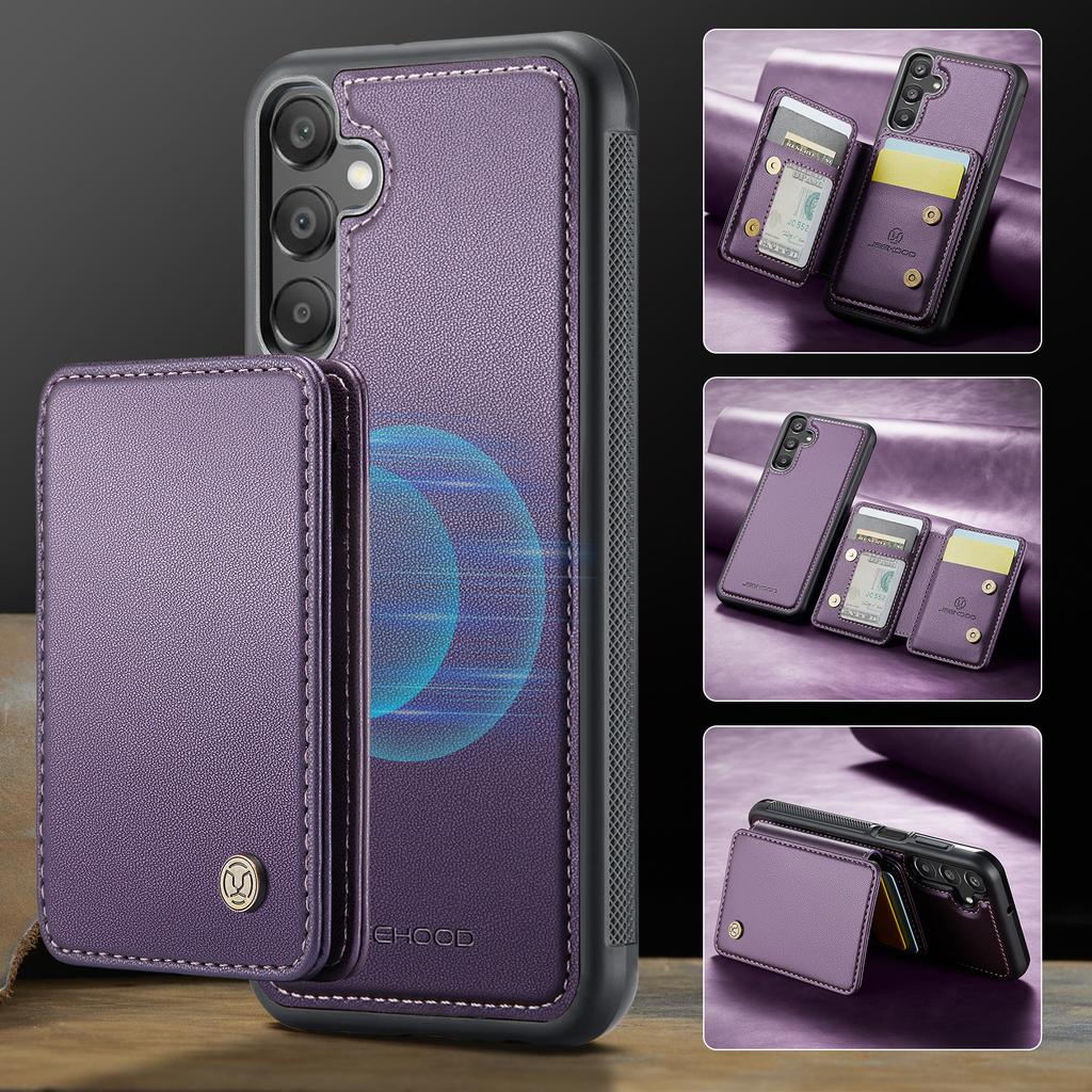 Applicable to Apple Samsung A16 mobile phone case S24FE magnetic suction split card bag brush A55 can be inserted into the card anti-drop leather case