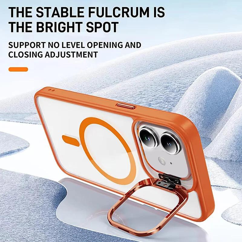 Luxury For Magsafe Magnetic Clear Phone Case For iPhone 17 Air 16 15 14 Plus 13 12 17 Pro Max Stand Glass Lens Protector Cover
