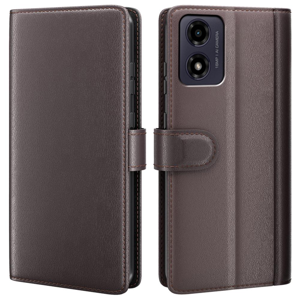 For Motorola Moto E14 4G/G04 4G/G04s 4G/G24 4G Case Genuine Split Leather Phone Cover with Wallet Stand