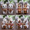 Kutani Ware Chibi Maneki-neko Gold Tri-color Pair gold-mike-F