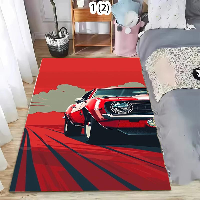 Car Printed Carpet Men's Cave Indoor Carpet Car Enthusiasts Living Room Bedroom Door Mat Home Decoration Floor Mat