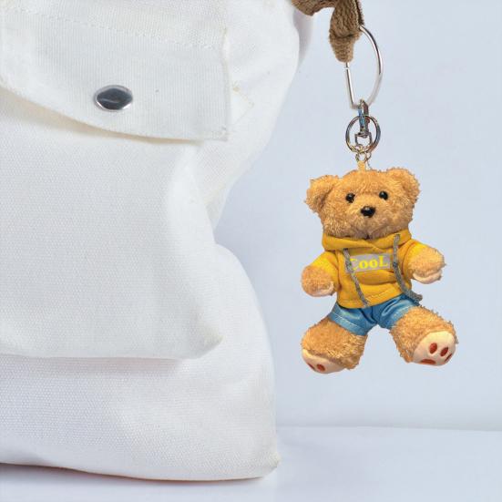 6 Inch Plush Bear Keychain Cartoon Bear Bag Charm Cute Stuffed Animal Keyring for Backpack Handbag Keys Hanging Accessories