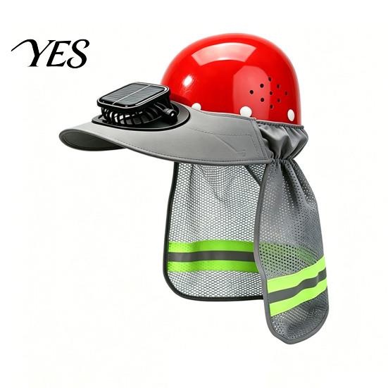 Solar-Ventilator-Sonnenhut für Bauhelm, Nackenschutz mit Schirm und breiter Krempe, Reflektierendes Visier Hohe Sichtbarkeit für Bauhelm-Zubehör