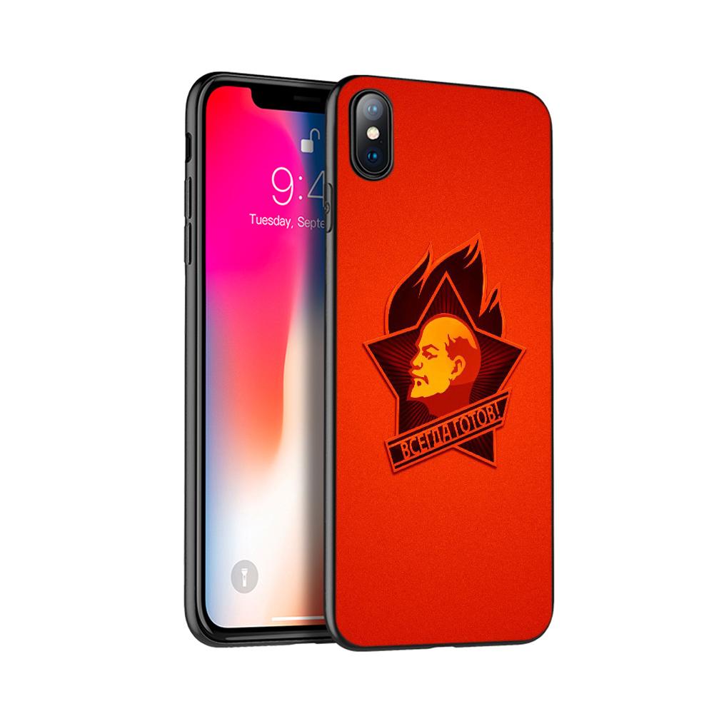 

Черный чехол из ТПУ для iPhone 5 5s SE 2020 6 6s 7 8 plus x 10 чехол для iPhone XR XS 11 pro MAX чехол Ленин флаг Советского Союза iphone 6 PLUS