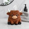 Modern Farmhouse Aesthetic Decor Simulated Highland Yak Tissue Box, Cute Decorative Paper Dispenser, Waterproof Bedroom Dresser Organizer Matte
