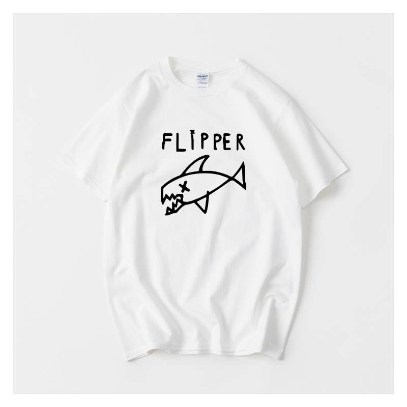 Kurzarm-T-Shirt im Rock-Stil für Damen und Herren, bequeme, lockere Passform, weißes Design