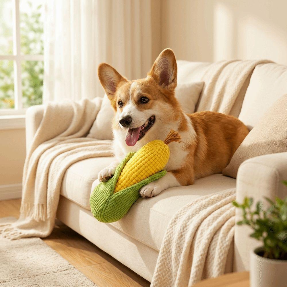 Sounding Dog Plush Chew Toy Simulated Corn Squeaky Puppy Toy Chew Squeak Toy  Training Toy