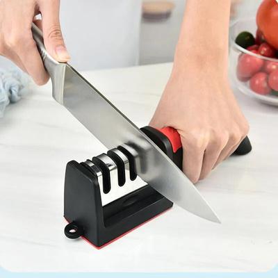 Ruční ořezávátko nožů 3segmentový nástroj pro rychlé ostření s protiskluzovou základnou Brousek pro více domácích kuchyňských nožů Příslušenství
