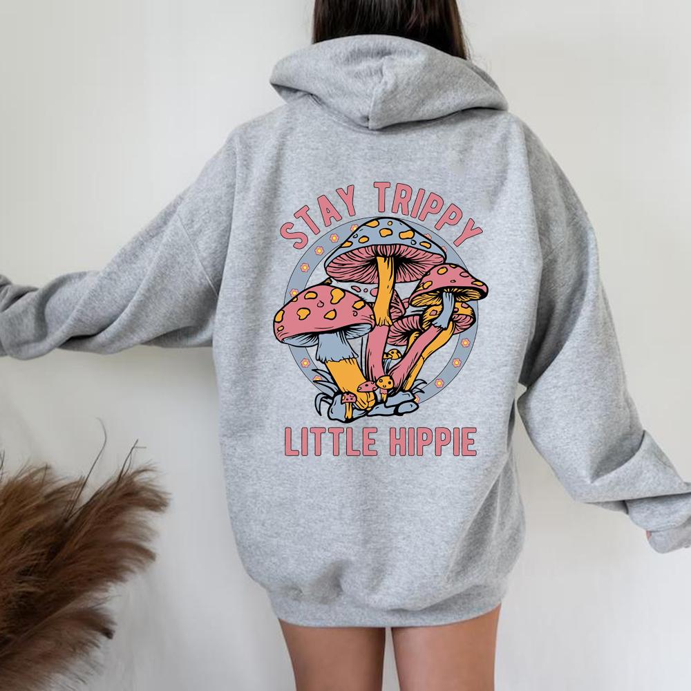 Stay Trippy Little Hippie Hettegenser Sopp Hettegensere Retro Hippie Hettegensere Natur Elsker Pullover Plante Klær
