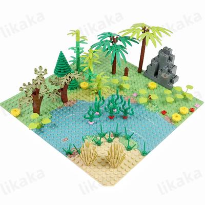 100 STÜCKE Baum Pflanzen Zubehör Teile Bausteine Spielzeug Kompatibel Gras Hügel Busch Dschungel Blöcke MOC Stadt Freunde Steine