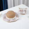 Wide Brim Straw Bag Cap Set Lace Sun Hat Sweet Fisherman Hat  for 2-8 Years Kids
