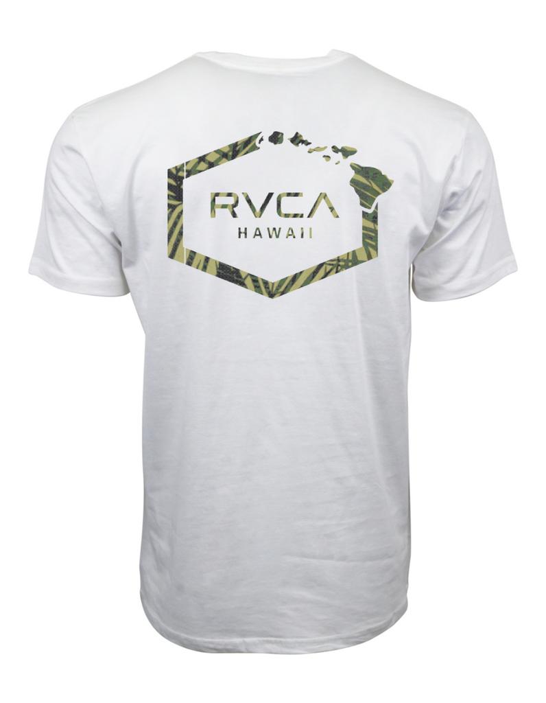 T-shirt Unisex con Mappa dell'Isola delle Hawaii Rvca Bianca