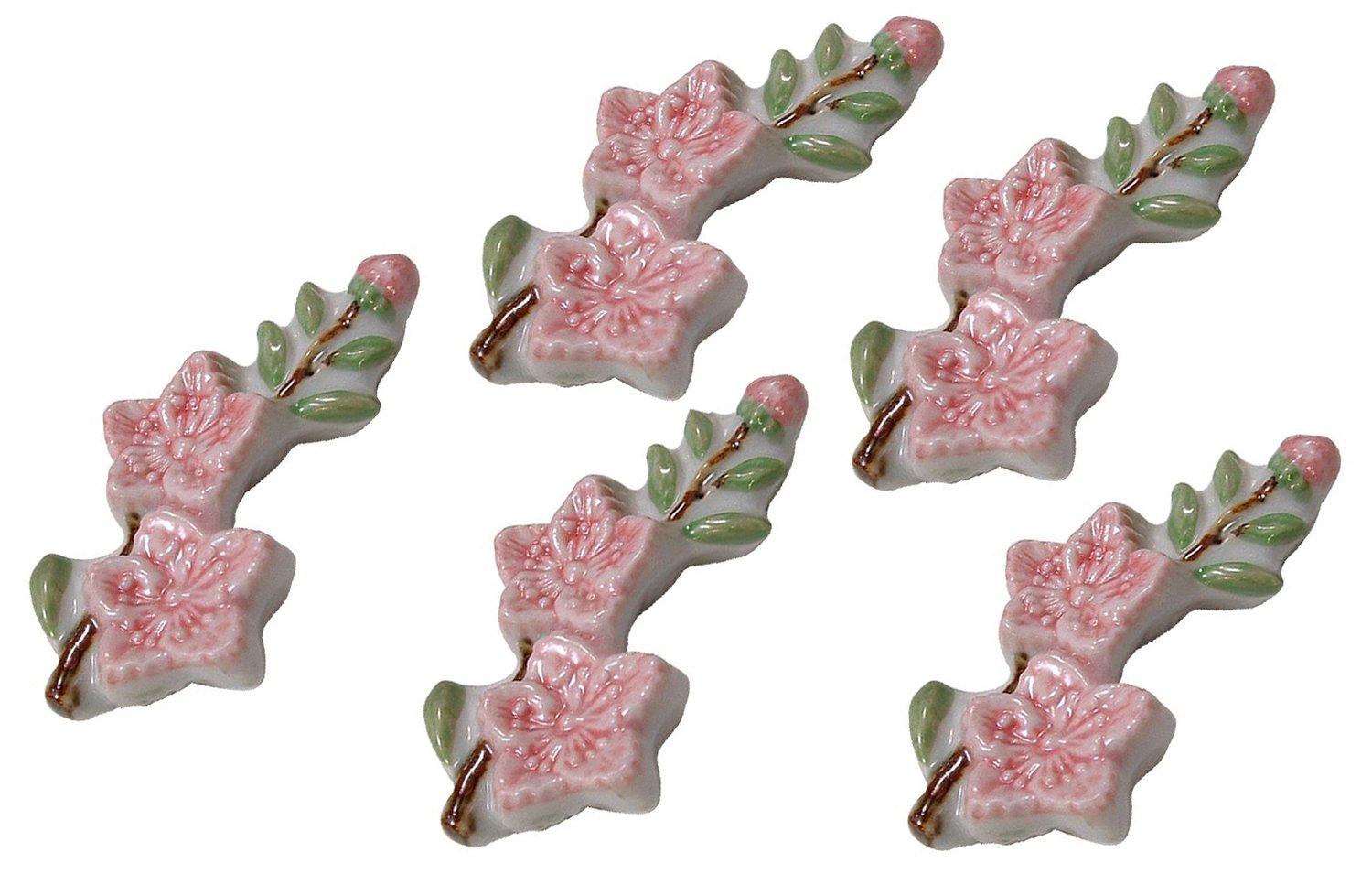 

Kyoyaki Kiyomizuyaki Eizumi Chopstick Rest Set of 5 Peach Flower HKX282