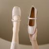 Fashion 2024 New Square Toe Ballet Shoes Fashion Low Heel Mary Jane Shoes Silver Shallow Buckle Soft Sole Shoes Zapatos De Mujer