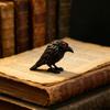 Gothic Crow Figurine, Resin Raven Statue with Red Eyes, Dark Raven Desktop Decorations, Halloween Ornaments Unique Goth Gifts
