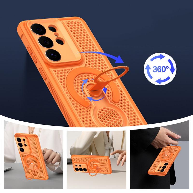 Magnetic Heat Dissipation Case For Samsung Galaxy S26 Ultra S25 Edge S24 Plus S23 FE Hybrid TPU+PC 360 Rotating Ring Stand Cover Case