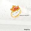 Korean Trend Red Zircon Maple Leaf Opening Adjustable Rings for Women Fashion Gold Color Statement Ring Jewelry Party Accessories
