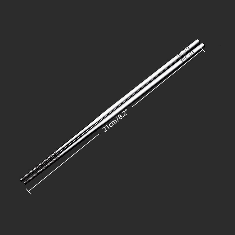 Food Grade 304 Stainless Steel Chopsticks 21Cm Laser Non-Slip Design Heat Resistant Silver Iron Household Pair