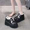 British style heightened platform cotton shoes, piled and thickened warm, small fluffy small leather shoes