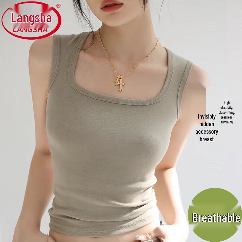 

Langsha Women s Slim Fit Cotton Blend Camisole Tank Top M