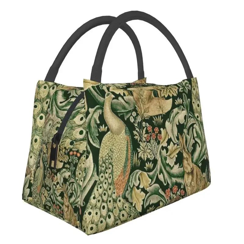 

Портативный ланч-бокс William Morris Snakeshead Pattern для женщин, герметичный винтажный текстильный охладитель, термоизолированная сумка для обеда 28x17x16CM красный