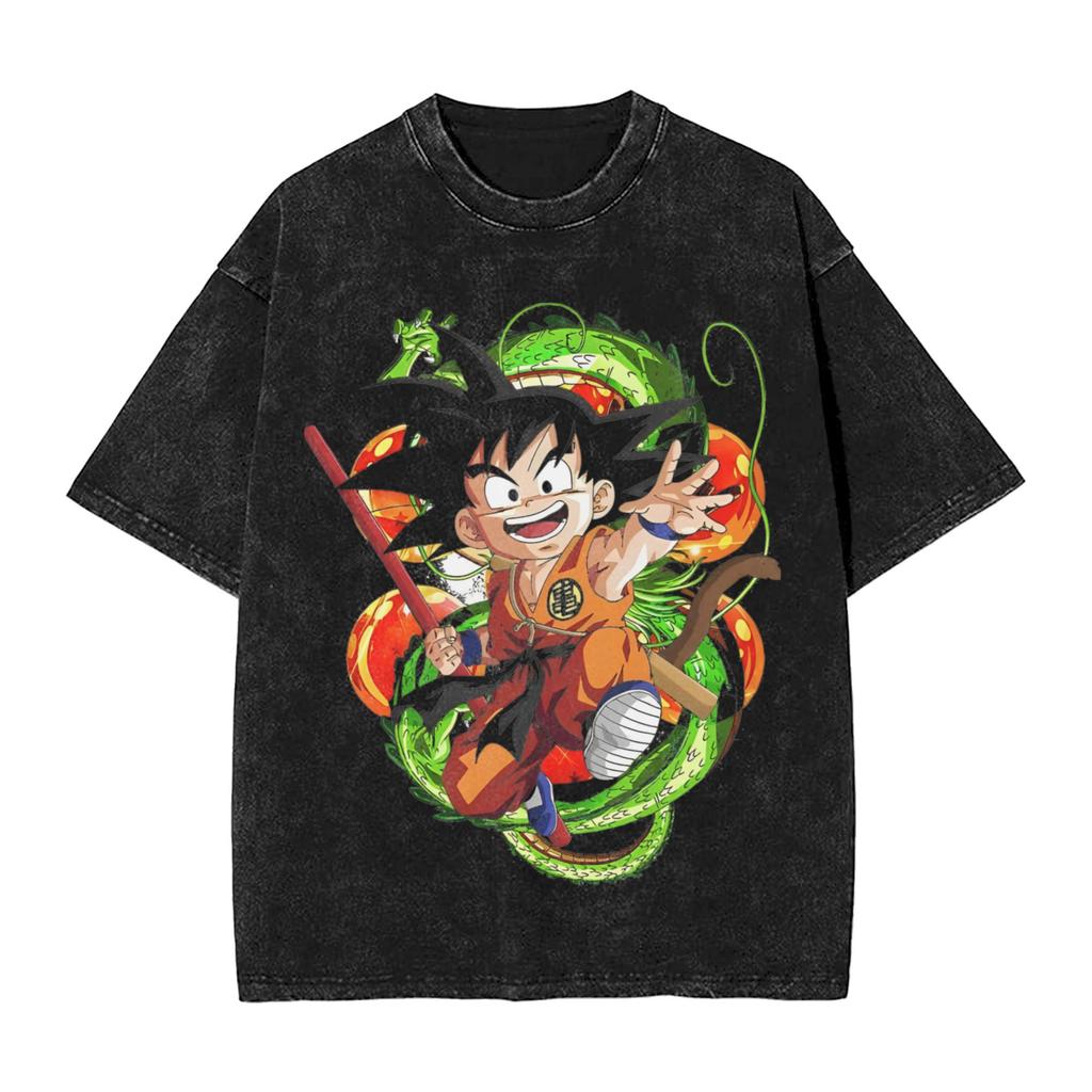 New Anime Dragon Ball Z Printed Tshirt Mens and Womens Washed Tshirt High Quality Vintage Cotton Tshirt Harajuku Tops