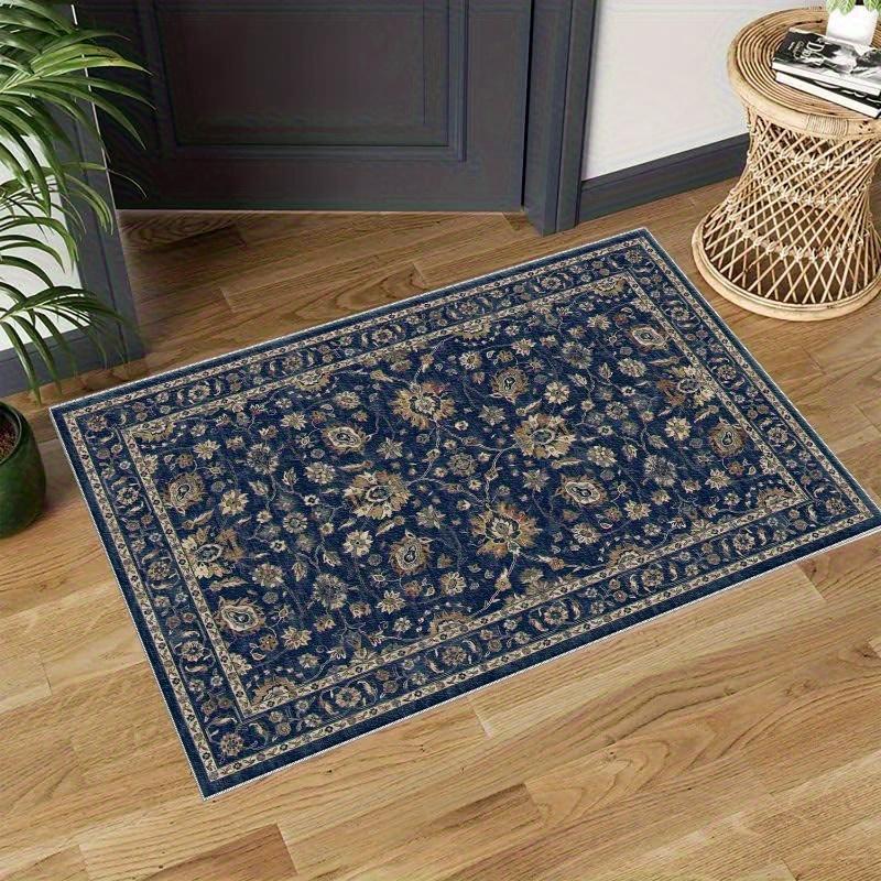 

A Vintage Floral Patterned Felt Rug That Adds Exotic Elegance to Your Home, Suitable for Hotels, Offices, Kitchens, And Both Indoor And Outdoor Use, 60x40cm/23.62x15.74inch