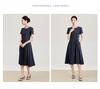Nanyou Tencel Cotton Retro Waist-Cinched Denim Dress - Breathable, Slimming, Short-Sleeved for Spring/Summer