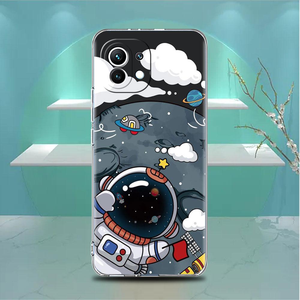 Astronaut Universe Clear Case For Xiaomi Mi Poco X3 NFC M3 Pro F3 F1 11 Lite 12 Note 10 11T 9T Transparent Phone Cover